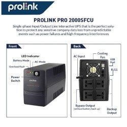 Bộ lưu điện UPS Prolink 2000VA offline 2000VA/1200W model Pro2000SFCU