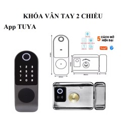 Khoá Vân Tay 2 chiều VR-1200F dùng App Tuya mở cửa bằng điện thoại, vân tay, mã số, thẻ từ và remote (tùy chọn)