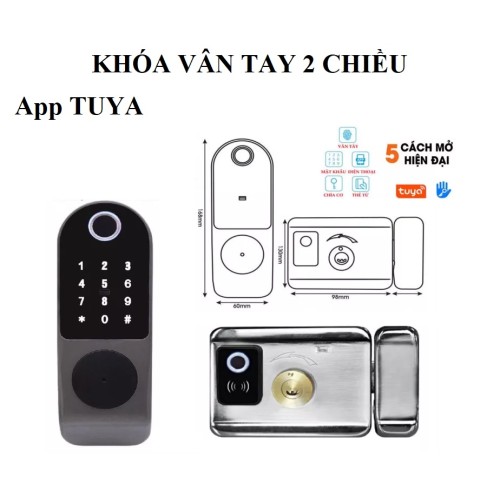 Khoá Vân Tay 2 chiều VR-1200F dùng App Tuya mở cửa bằng điện thoại, vân tay, mã số, thẻ từ và remote (tùy chọn), đại lý, phân phối,mua bán, lắp đặt giá rẻ