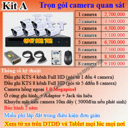 Gói camera AHD GR-A650 + DVR 4 CH