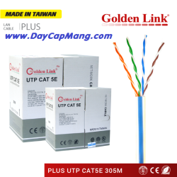 Cáp mạng Golden Link PLUS UTP Cat5e đồng nguyên chất (Trắng sọc xanh) 305M