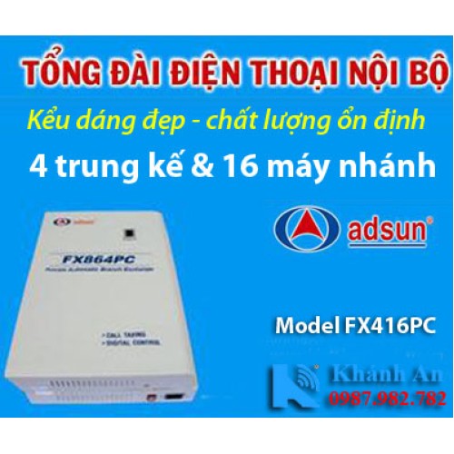 Tổng đài điện thoại ADSUN FX416PC, đại lý, phân phối,mua bán, lắp đặt giá rẻ