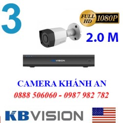 Trọn bộ 3 camera KBVISION 2.0MP CVI cho Xưởng,Nhà Máy,Cty,Văn phòng,Shop…