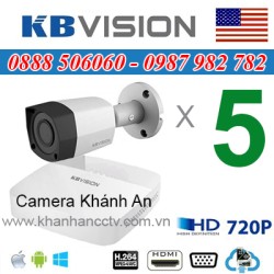Trọn bộ 5 camera KBVISION 1.0MP CVI cho Gia đình,Cty,Văn phòng,Shop...