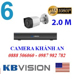 Trọn bộ 6 camera KBVISION 2.0MP TVI cho Xưởng,Nhà Máy,Cty,Văn phòng,Shop...