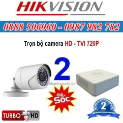 Trọn bộ 2 camera HIKVISION 1.0MP TVI cho Gia đình,Cty,Văn phòng,Shop...