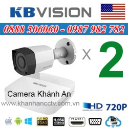 Trọn bộ 2 camera KBVISION 1.0MP CVI cho Xưởng,Nhà Máy,Cty,Văn phòng,Shop...