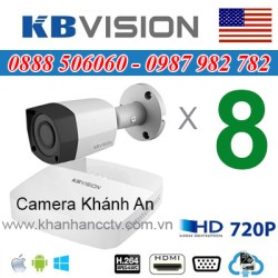 Trọn bộ 8 camera KBVISION 1.0MP TVI cho Xưởng,Nhà Máy,Cty,Văn phòng,Shop...