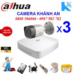 Trọn bộ 3 camera DAHUA 1.0MP CVI cho Xưởng,Nhà Máy,Cty,Văn phòng,Shop...