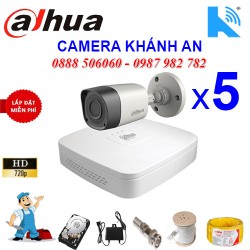 Trọn bộ 5 camera DAHUA 1.0MP CVI cho Xưởng,Nhà Máy,Cty,Văn phòng,Shop...